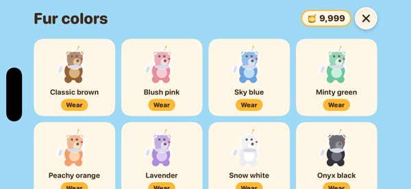HoneyHop: choosing fur colors for the cub